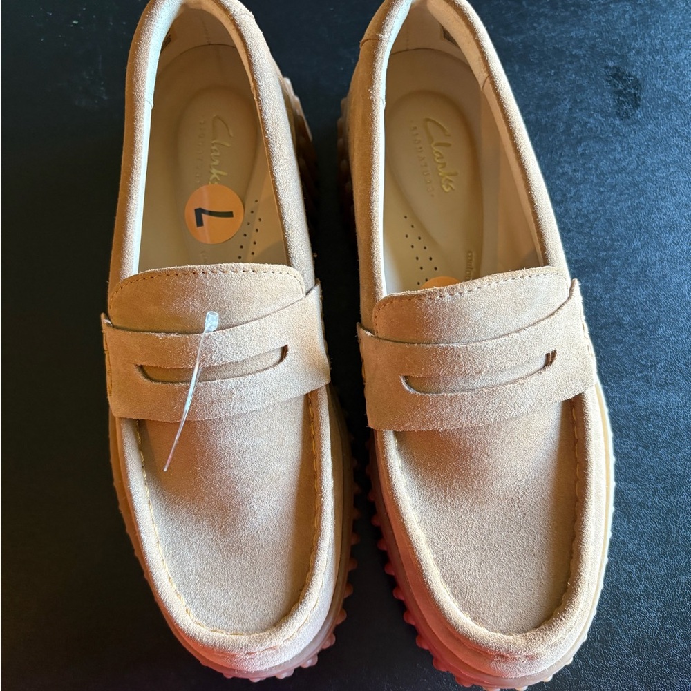 Clarks Light Brown Suede Loafers